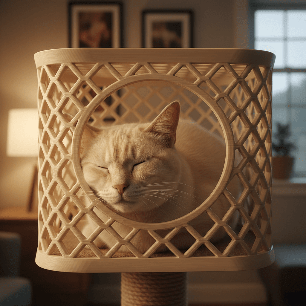 Cat relaxing on a cozy couch in a warm home setting